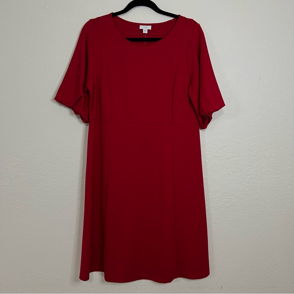 J. Jill Crimson Midi Dress with Flutter Sleeves